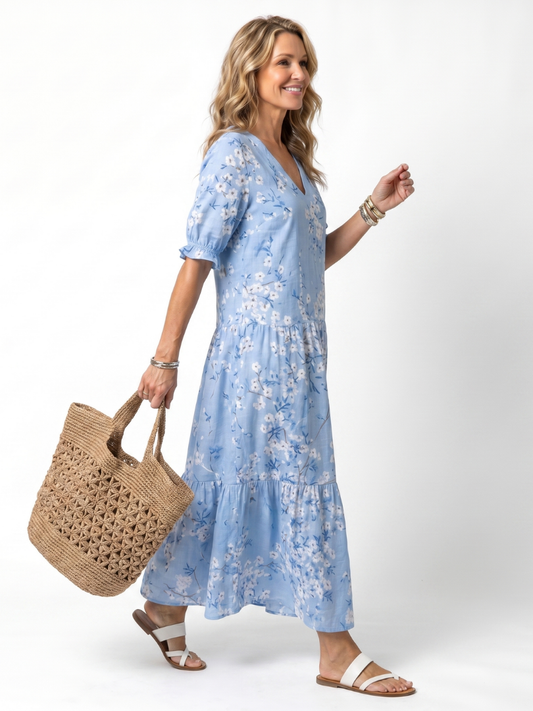 Alma | Vestido midi floral con lazada