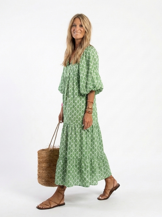Celia | Vestido midi estampado de manga 3/4