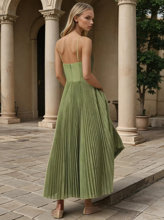 Sonia | Vestido maxi plisado estructurado