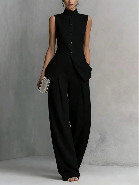 Conjunto casual de top y pantalón ancho
