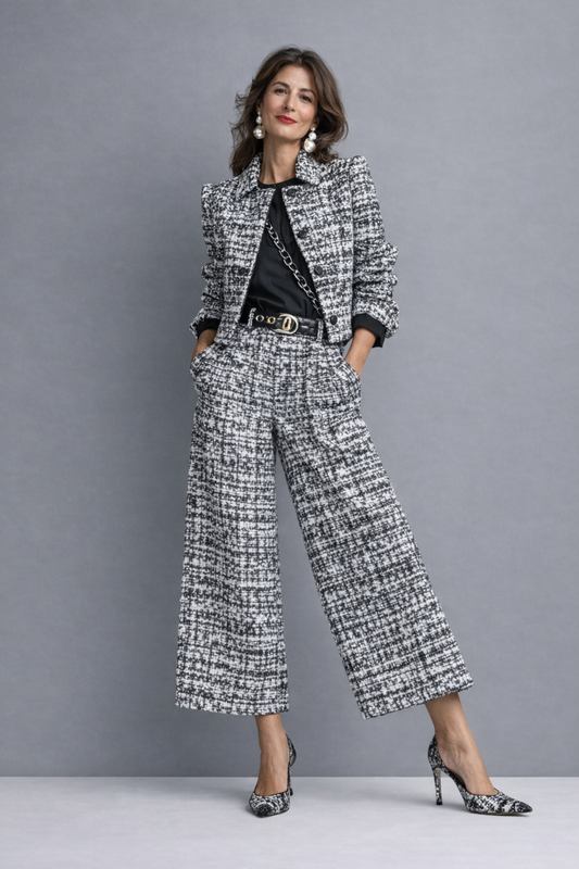 Paula | Conjunto sastre de chaqueta corta y pantalón ancho