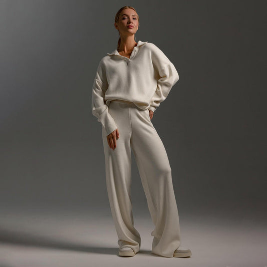 Conjunto de punto con jersey y pantalón ancho