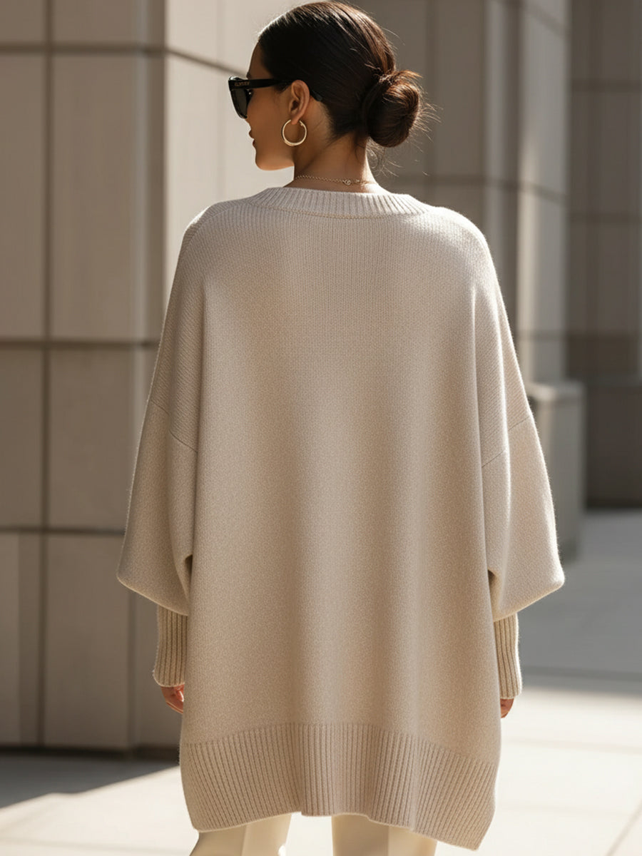 Adriana | Jersey Oversize Drapeado con Cuello Ancho