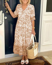 Flowy floral dress with a V-neck