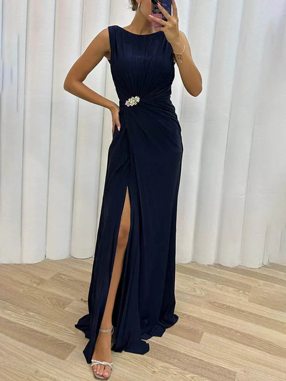 Freesia | Pleated evening maxi dress