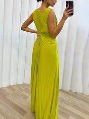 Freesia | Pleated evening maxi dress