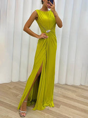 Freesia | Pleated evening maxi dress