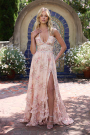 Alexa | Vestido floral en tonos melocotón