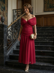 Lucía | Vestido midi fluido con hombros descubiertos