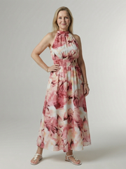 Vestido midi ligero con cuello halter