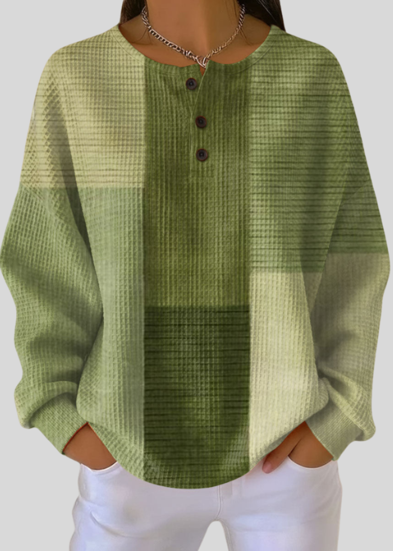 Mara | Sudadera Henley de Punto Gofre