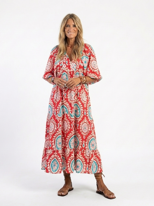 Vestido midi de estampado paisley