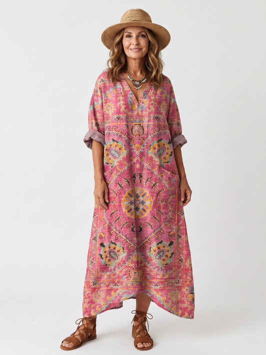 Vestido midi ligero con estampado abstracto