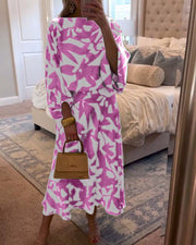 Conjunto estampado de top y falda con manga farol