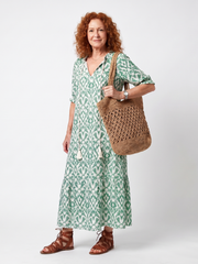 Vestido midi estampado con lazada