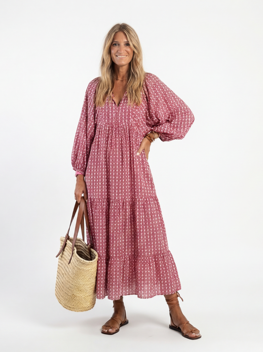 Arlet | Vestido midi geométrico de manga larga