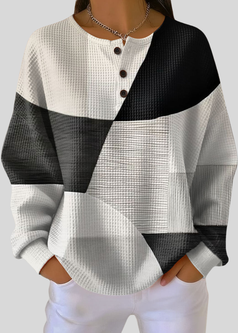 Lourdes | Sudadera Henley de Punto Gofre