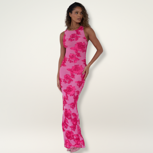 Lilia | Vestido maxi floral rosa