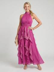 Elegant ruffled maxi dress
