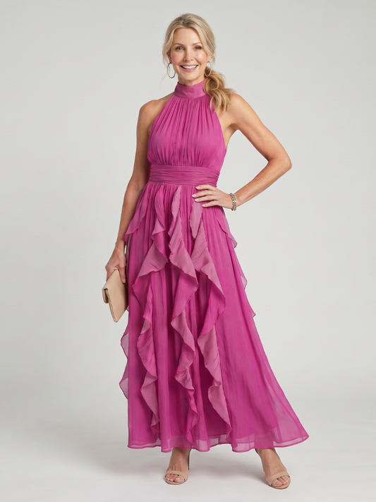 Vestido maxi elegante con volantes