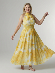 Vestido midi ligero con cuello halter