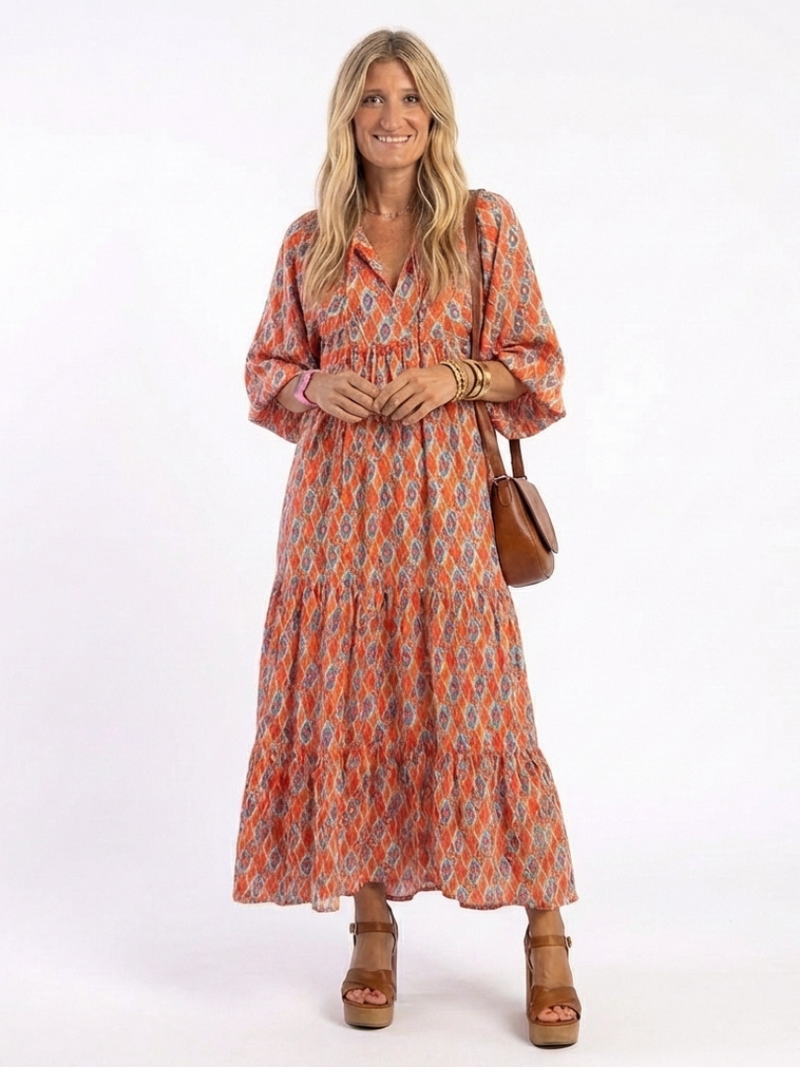 Aitana | Vestido midi geométrico de corte fluido