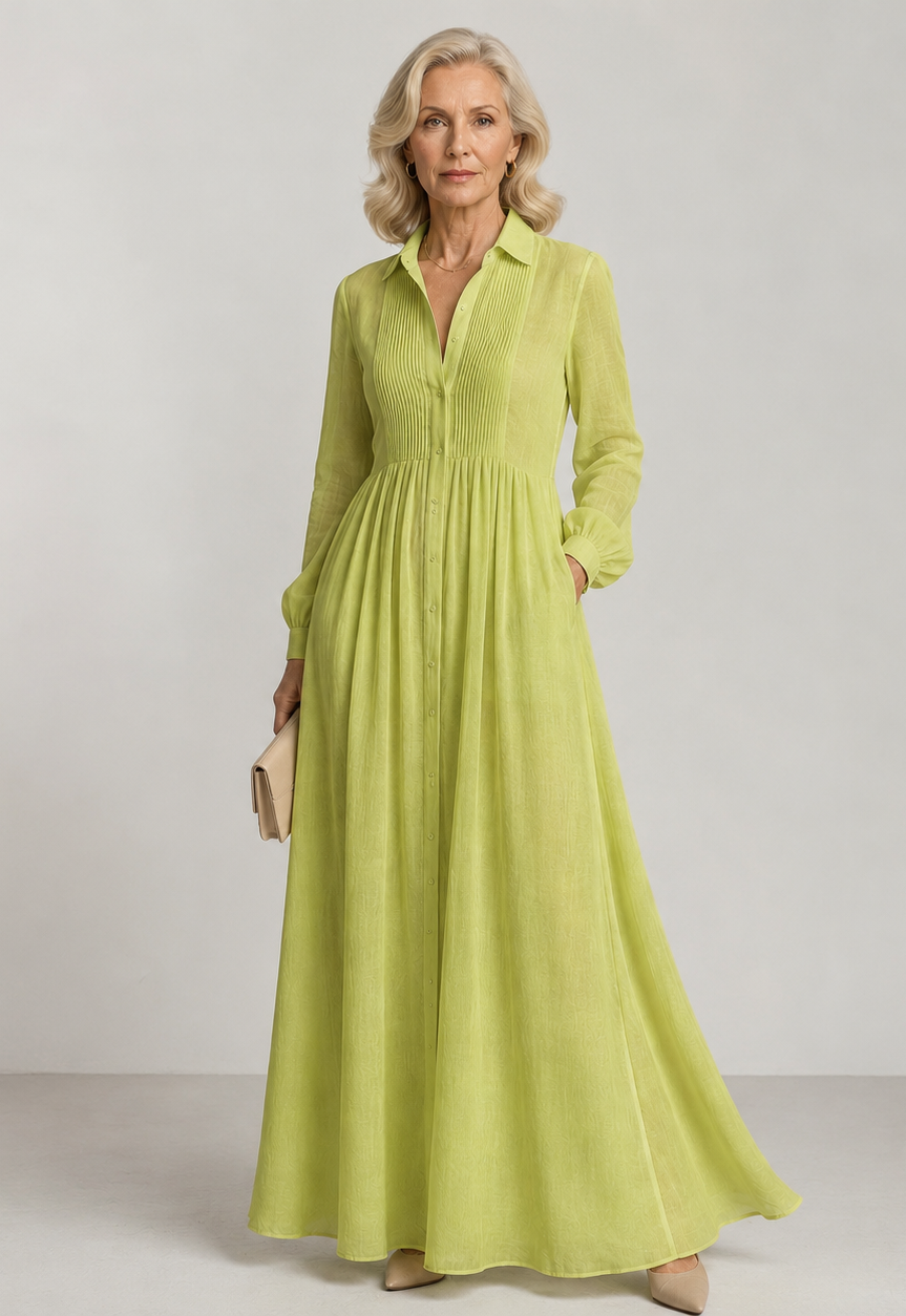 Vestido maxi abotonado de caída suave