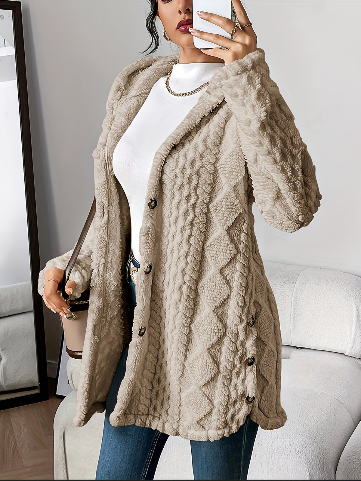 Soft-touch hooded cardigan