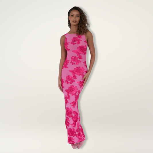 Lilia | Vestido maxi floral rosa