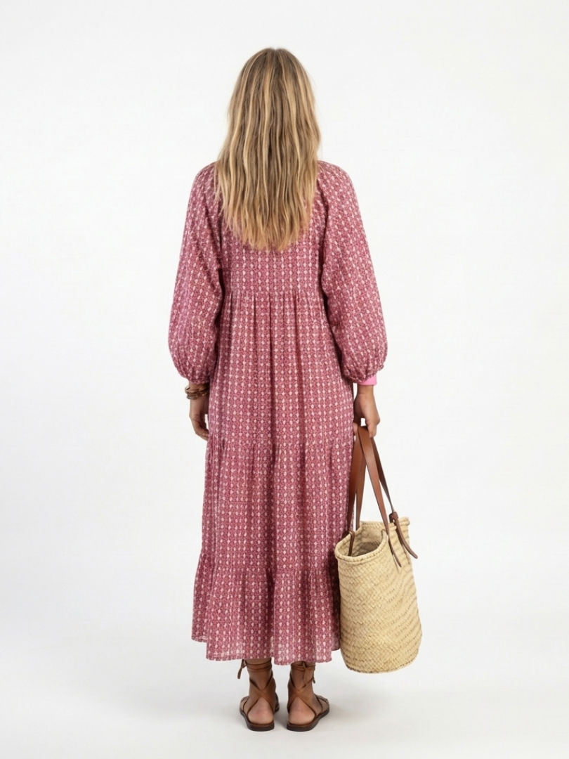 Arlet | Vestido midi geométrico de manga larga