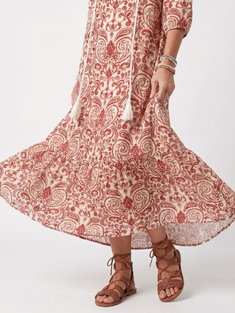 Vestido Noelle midi con estampado ornamental