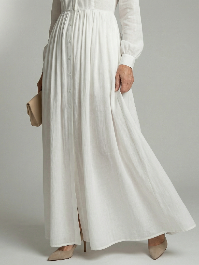 Vestido maxi abotonado de caída suave