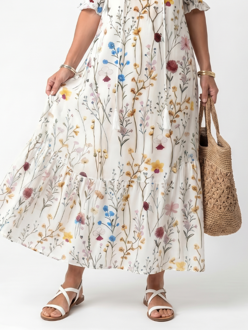 Botanical print midi dress