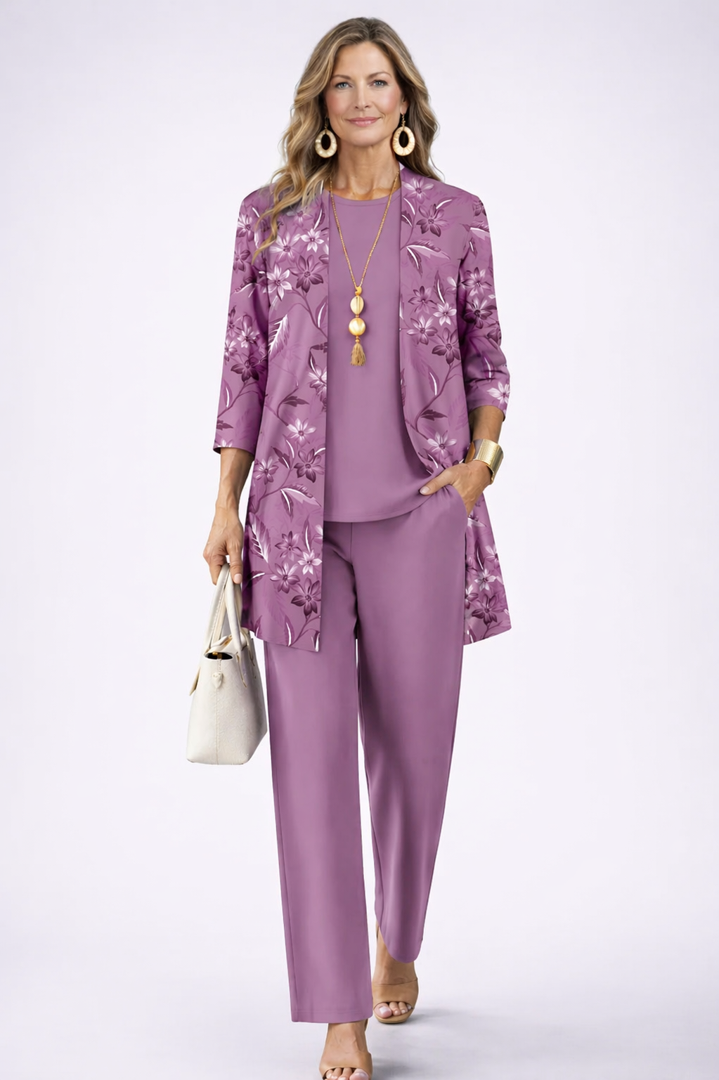 Conjunto Coordinado de Tres Piezas · Morado