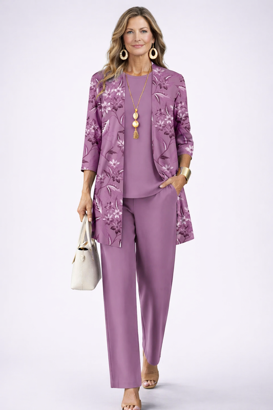 Conjunto Coordinado de Tres Piezas · Morado