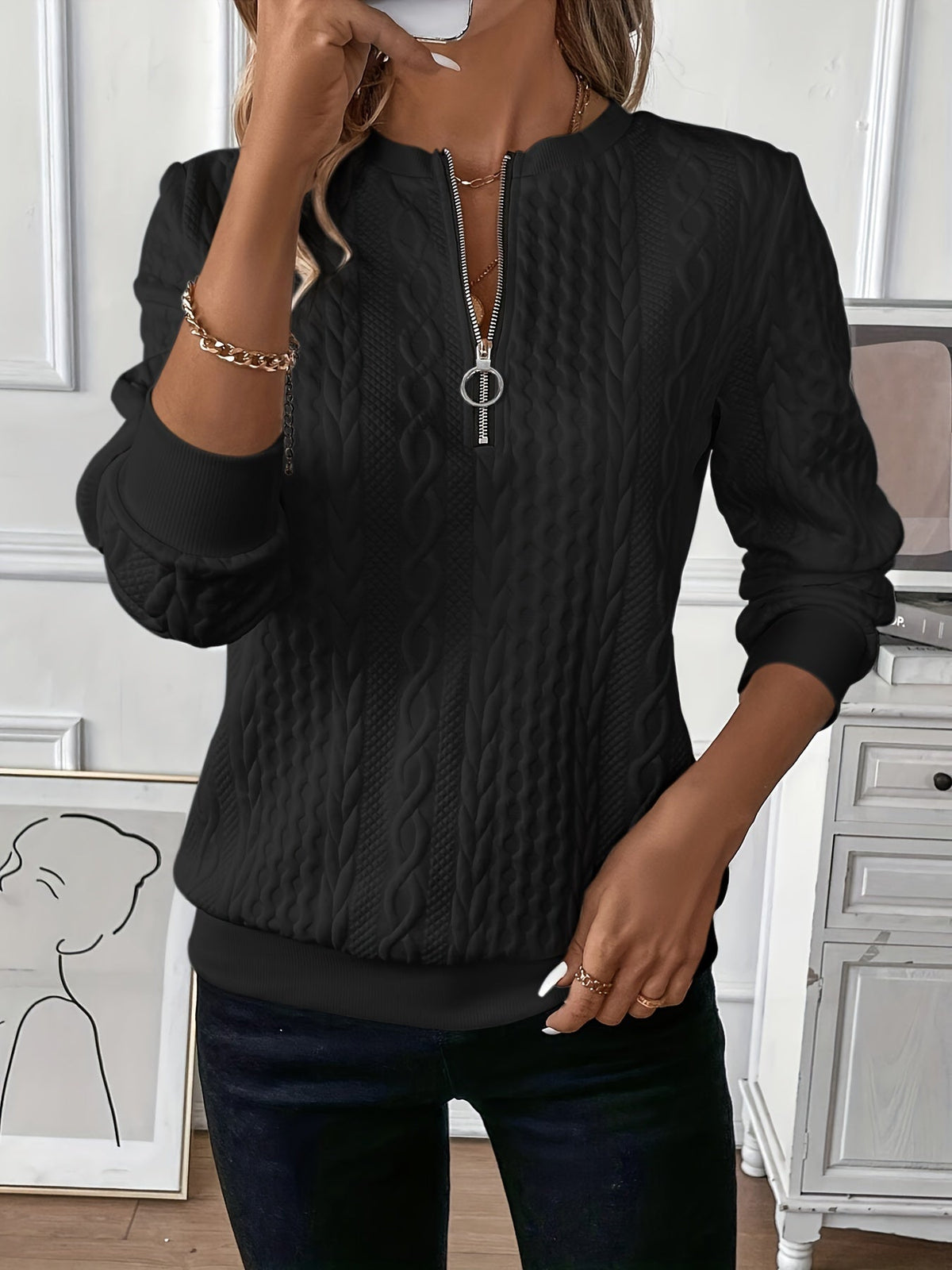 Zoé zip-up knit sweater