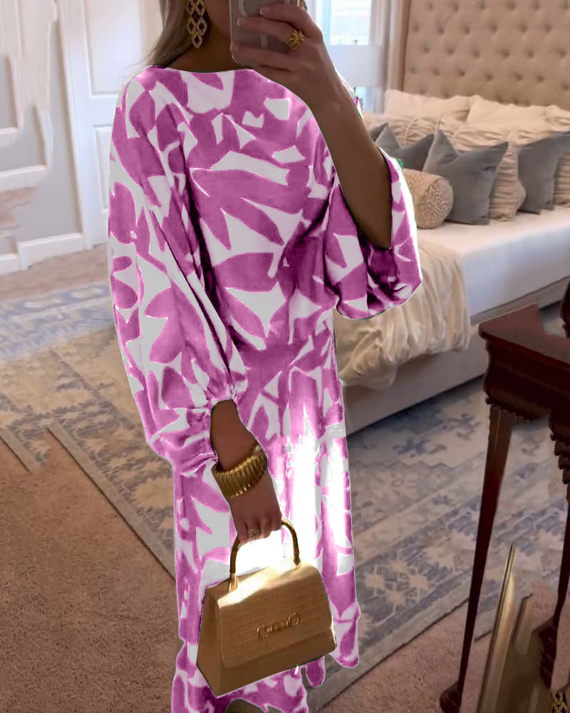 Conjunto estampado de top y falda con manga farol