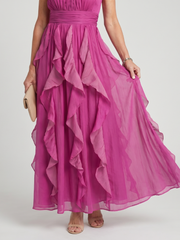 Elegant ruffled maxi dress