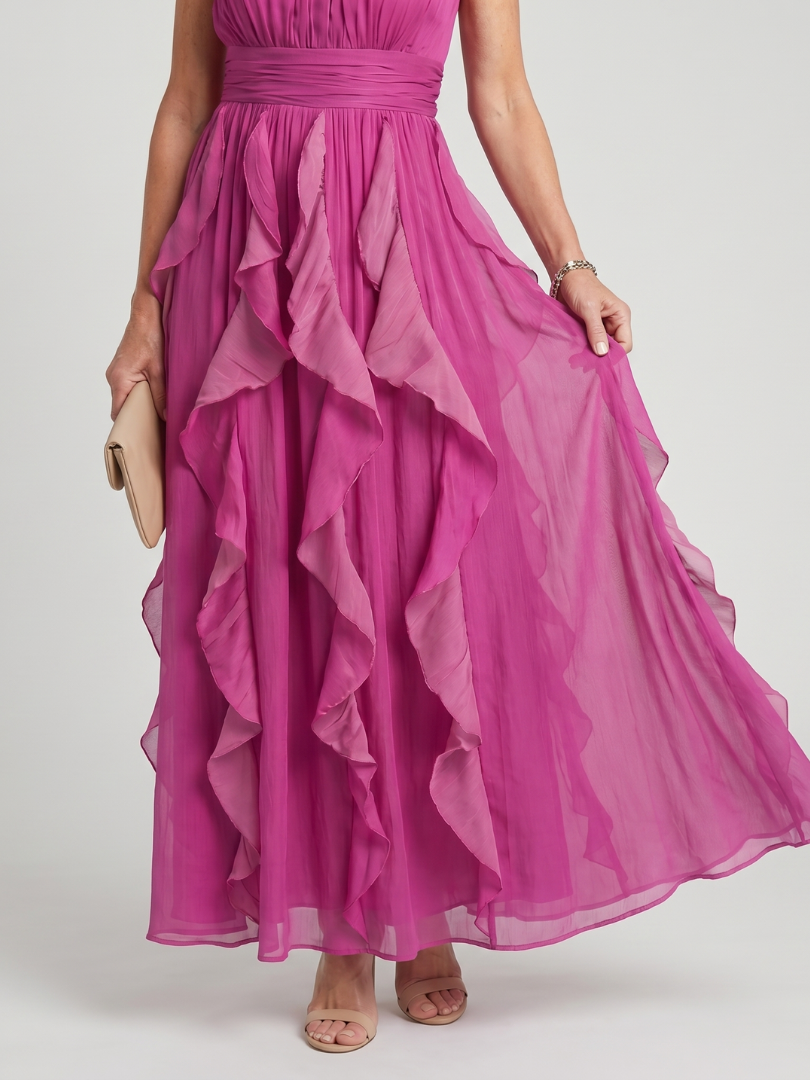 Elegant ruffled maxi dress