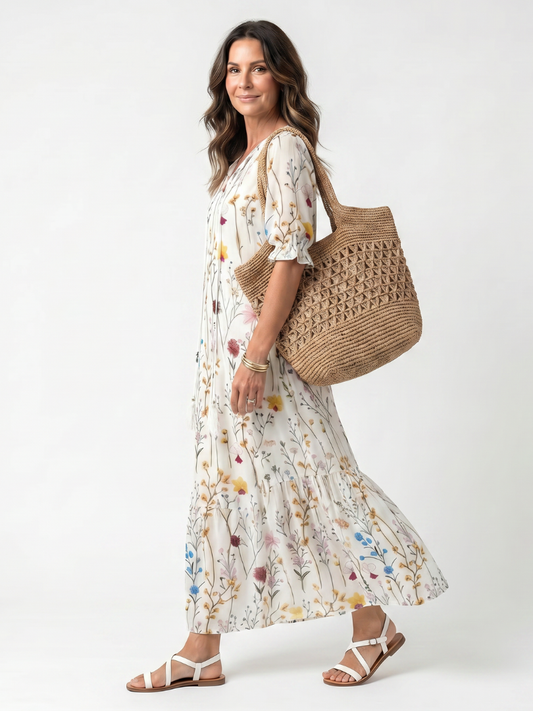 Vestido midi con estampado botánico