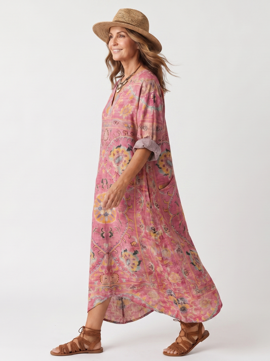Vestido midi ligero con estampado abstracto