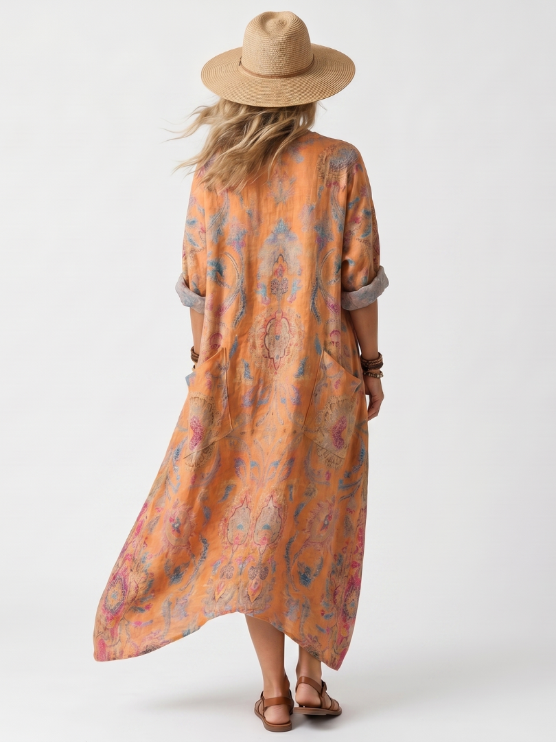 Vestido midi estampado con bolsillos