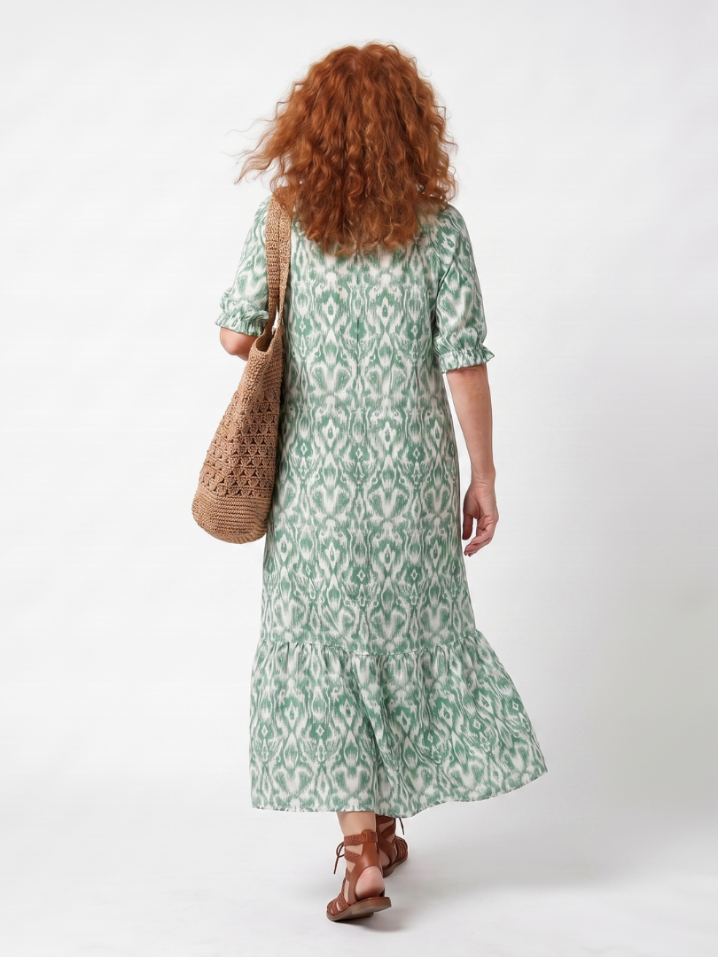 Vestido midi estampado con lazada