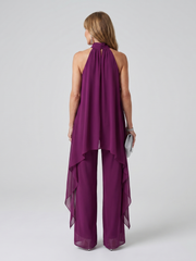 Conjunto asimétrico con túnica y pantalón ancho