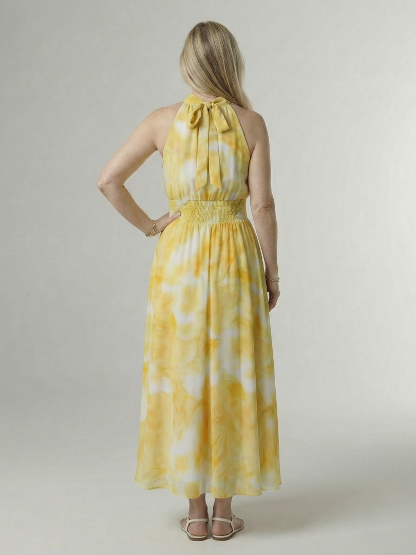 Vestido midi ligero con cuello halter