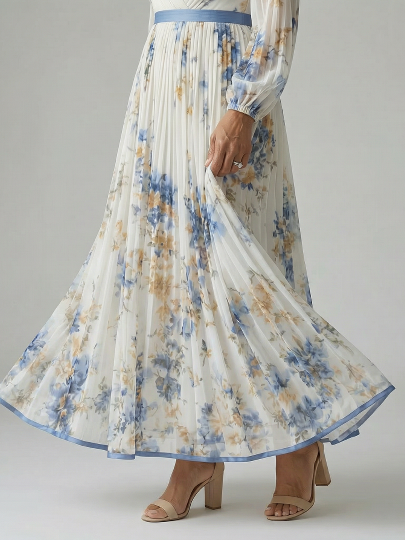 Vestido midi plisado de estilo cruzado