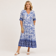 Flowy floral dress with a V-neck