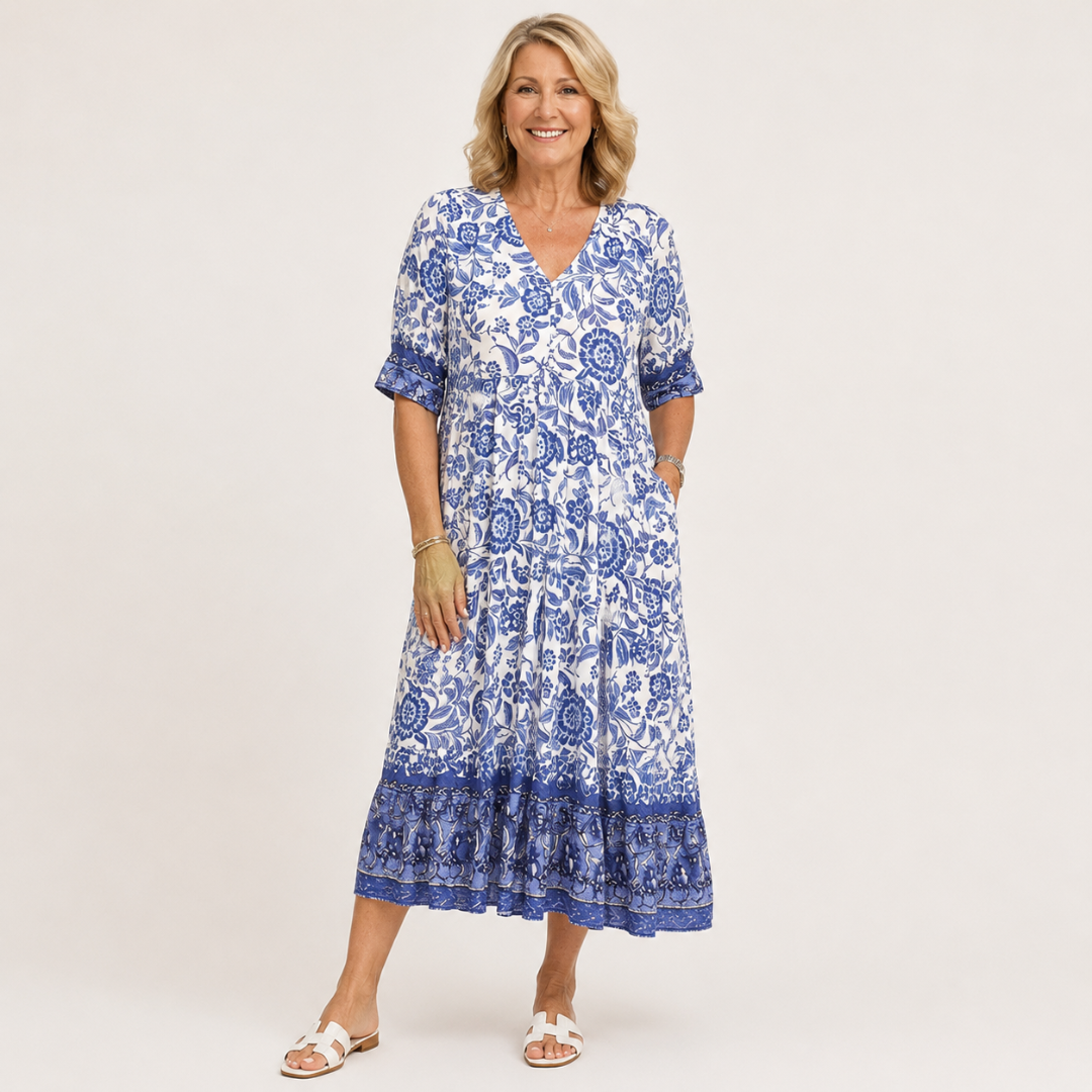 Flowy floral dress with a V-neck