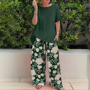 Floral set with wide-leg trousers