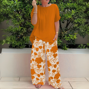 Floral set with wide-leg trousers